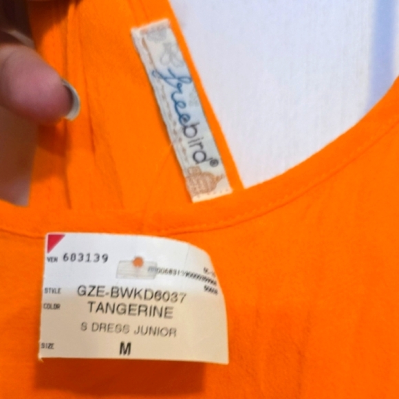 Freebird Vibrant Tangerine Razor Back Dress Or Wear As A Shirt - Picture 2 of 3